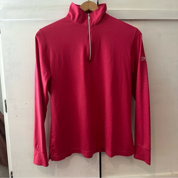 Hot Pink Leopard Cheetah Pattern Quarter-Zip Pullover SOOO CUTE! Size: Large - Picture 2 of 10